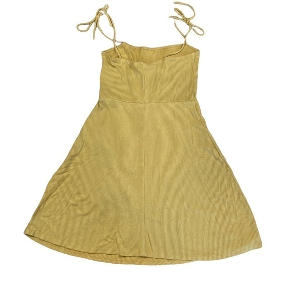 Forever 21 Yellow Tie Shoulder Ribbed Sundress, Size Small - Picture 3 of 4